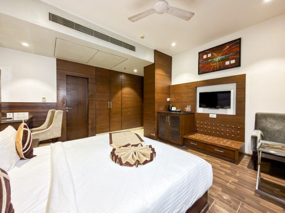 Private bathroom detail in a guest room at Hotel Sawera Grand, Amritsar